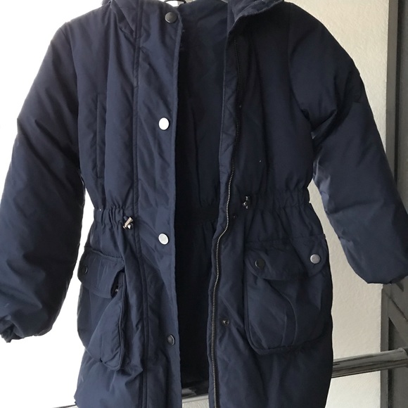 Size M (Age 8) Girls Parka, Heavy-Duty, Navy - Picture 3 of 6